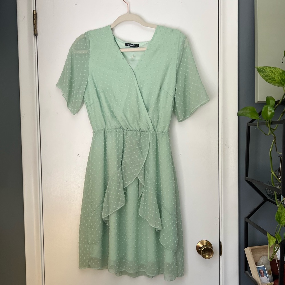 Light green BTFBM wrap style dress